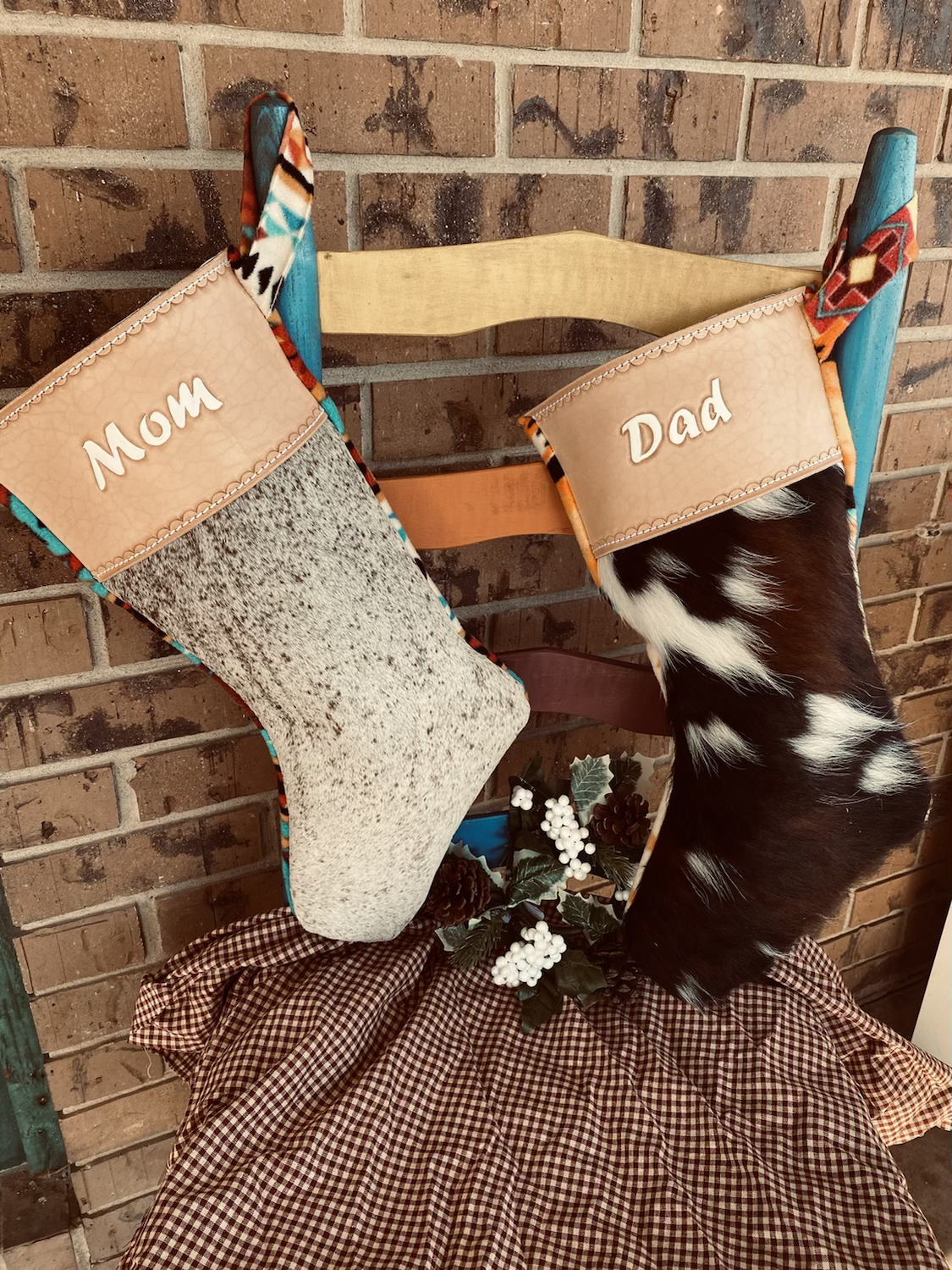 “Tooled Name” Cowhide Stockings