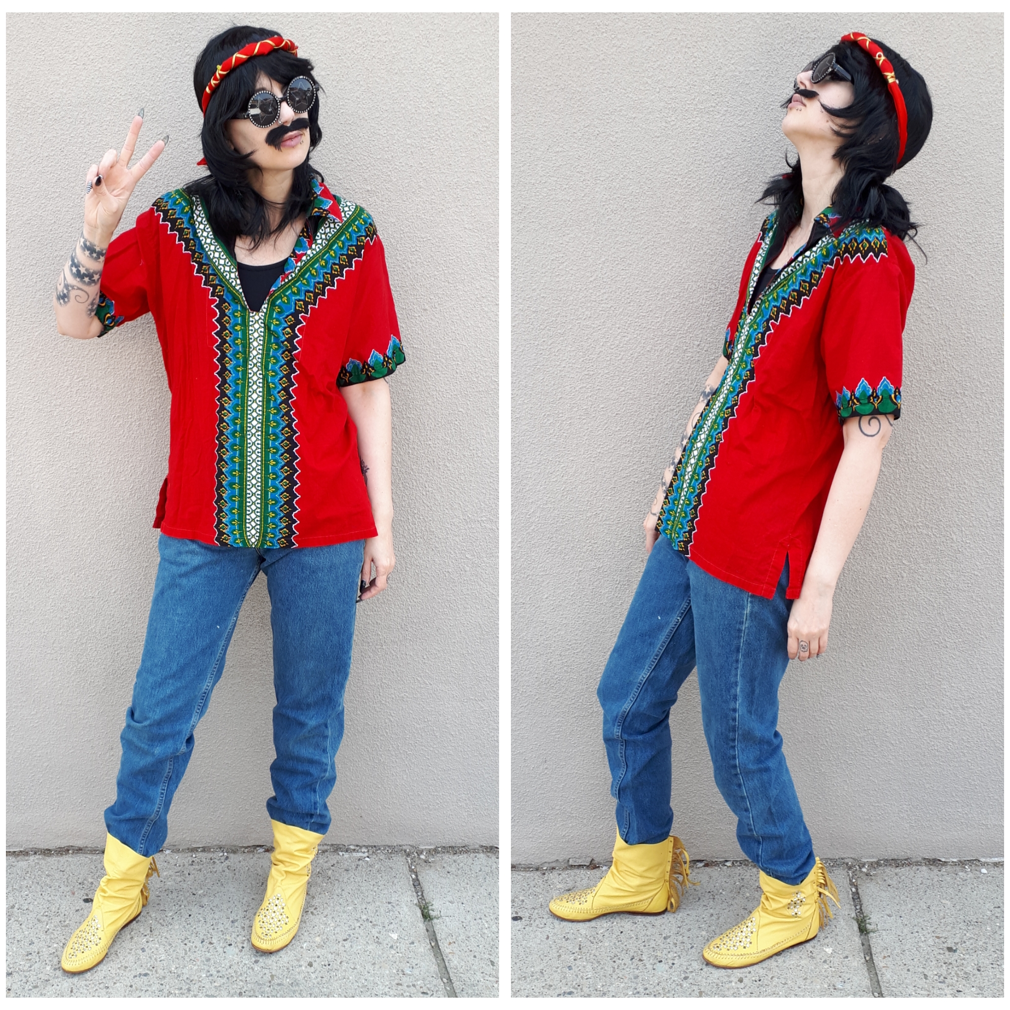 Red + Green Hippie Shirt