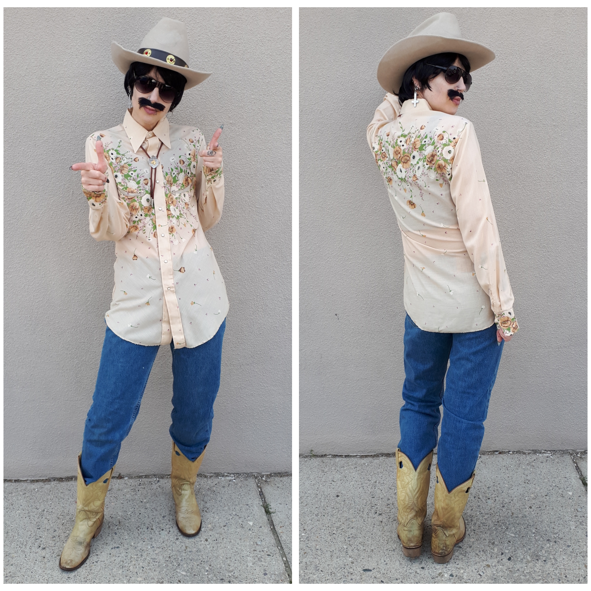 Beige Western Floral Gent