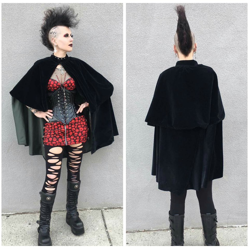 Short Black Velvet Opera Cape