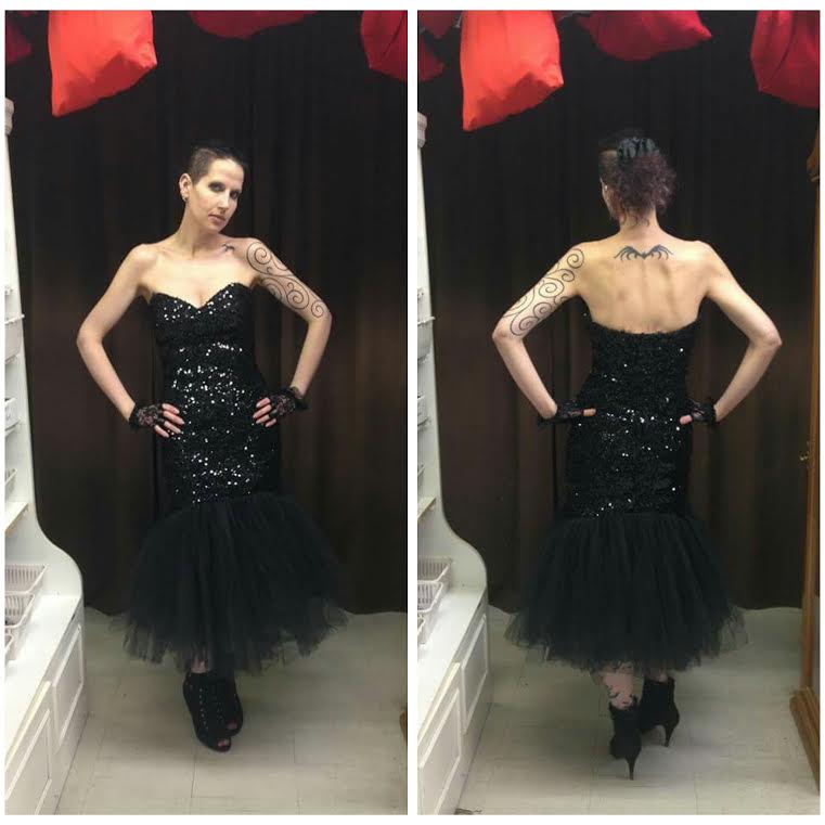 Black Sequin 80's Party Dress