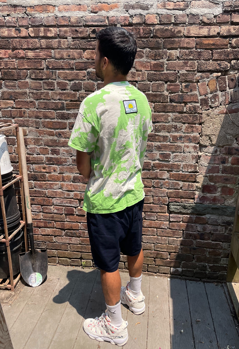 Thumbnail: Bleach dye green tshirt back view