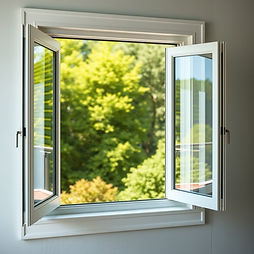 open window with screen on window on modern home in summertime Oakville