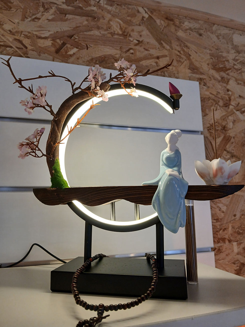 🌳 Porte-Encens Backflow « Arbre de Méditation » LED – 35 cm