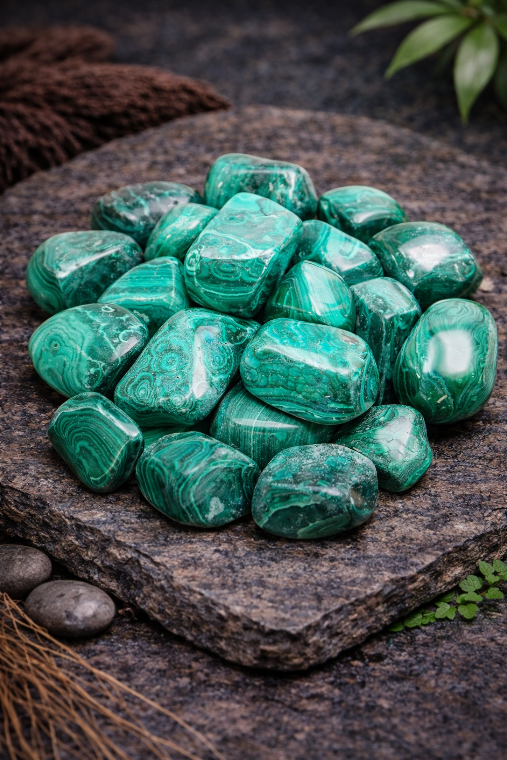 🪨 Pierre roulée Malachite – Qualité A (30 à 40 mm)