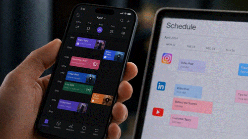 Mobile app scheduling social media posts across multiple platforms