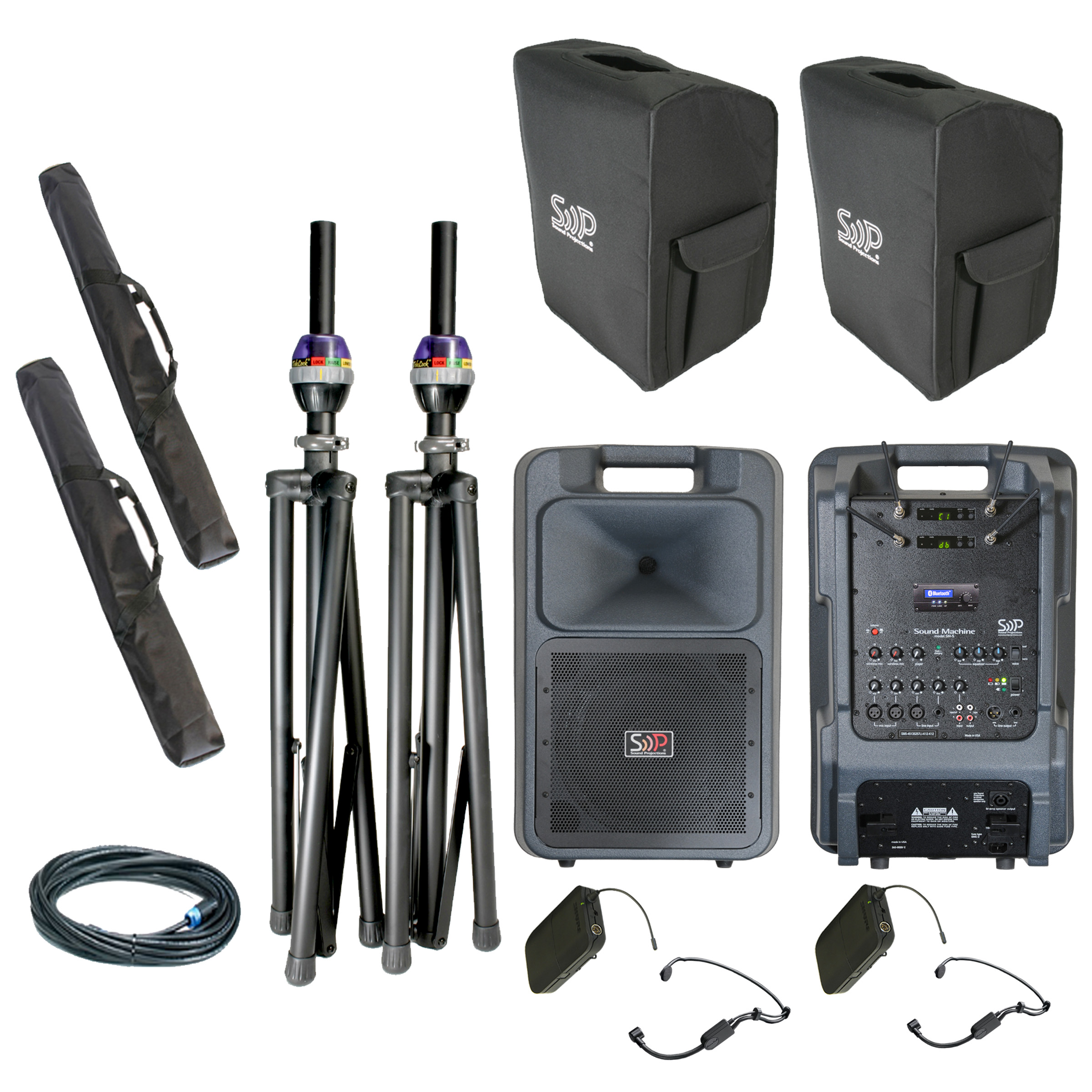 Sound Projections SM5-HBM-HBMBTDLX &mdash; SM-5 Deluxe: Dual UHF Headset Wireless + Bluetooth + Companion Speaker