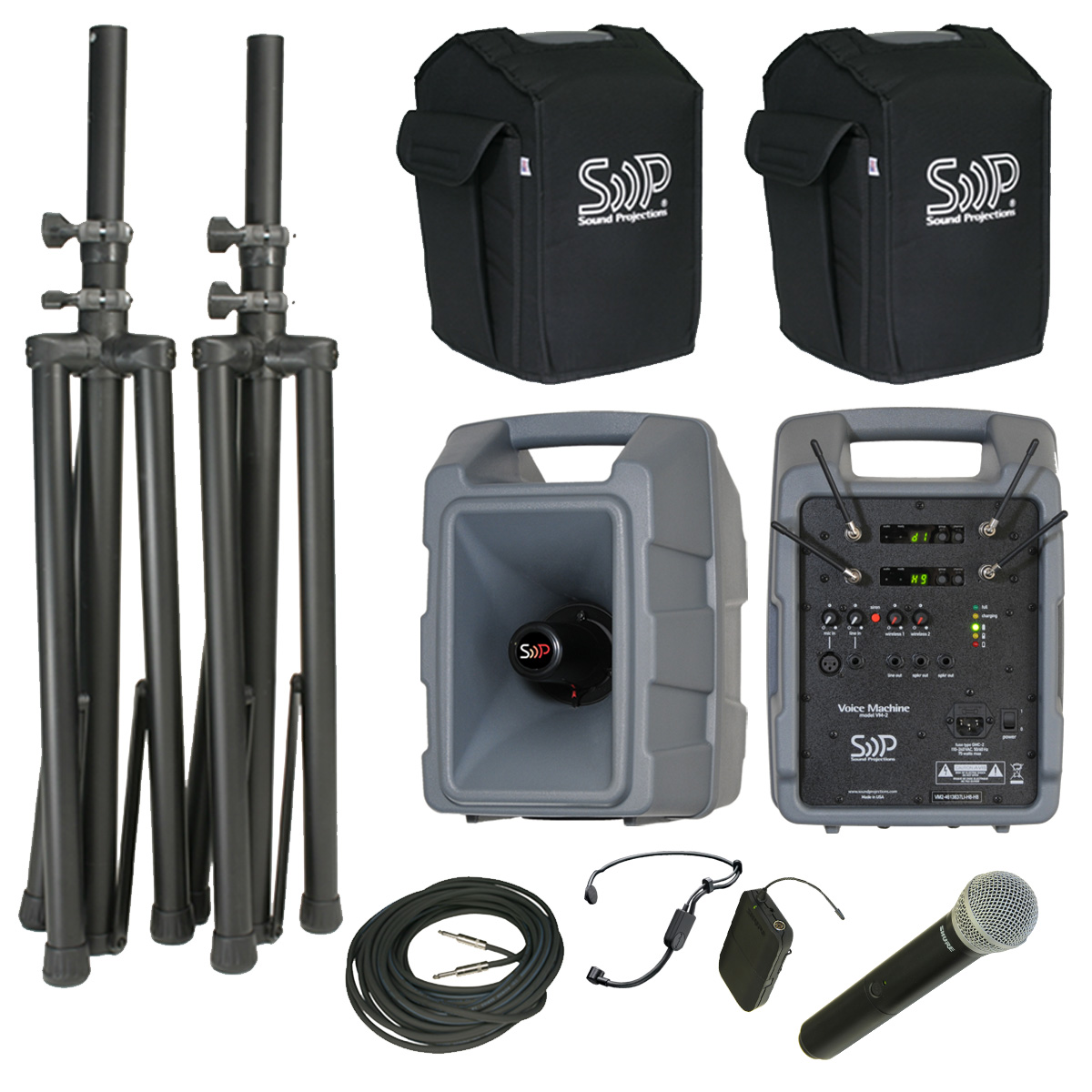Sound Projections VM2-HBM-HHDLX &mdash; Voice Machine VM-2+ Deluxe: Headset + Handheld UHF Wireless + Companion Speaker