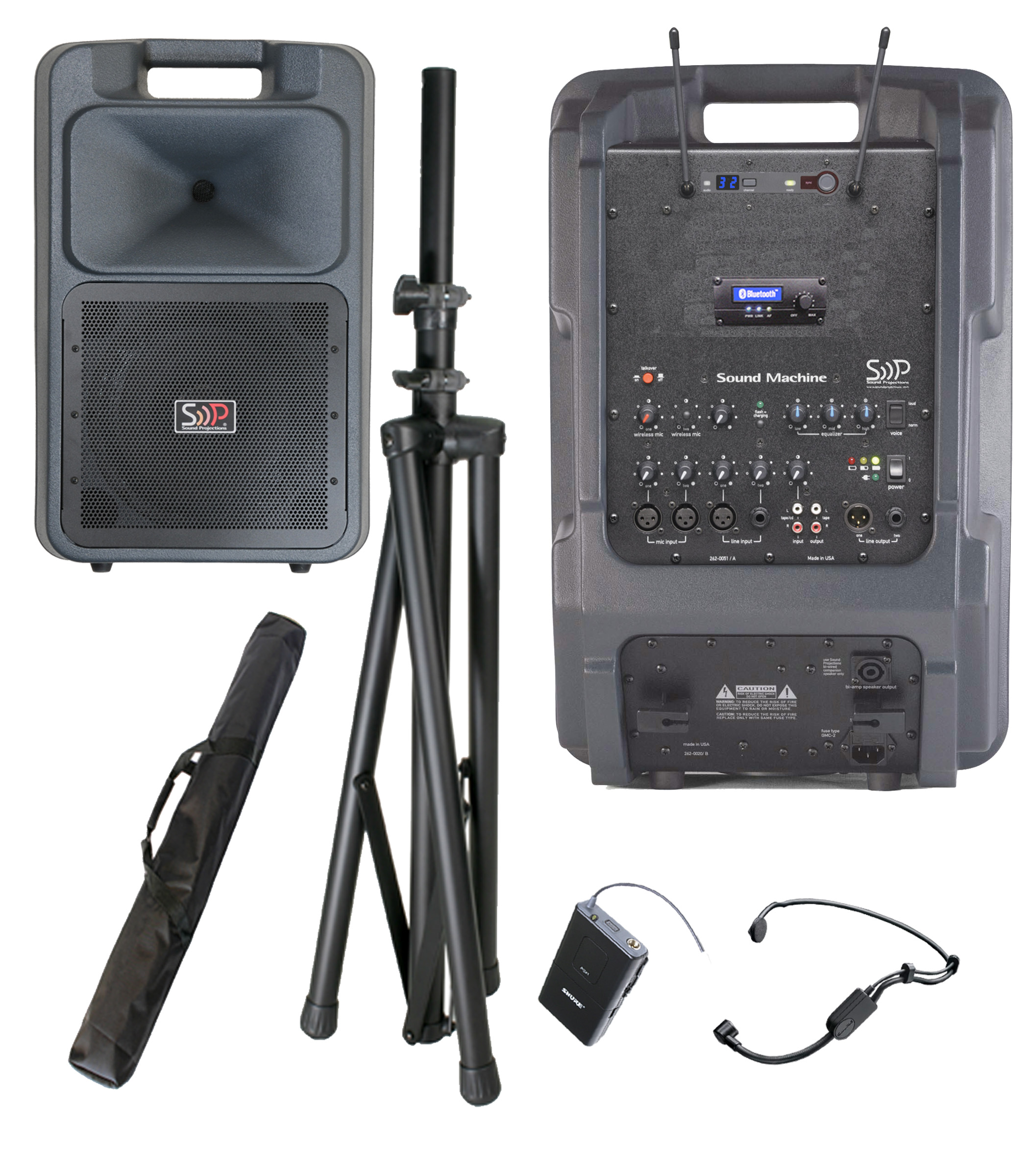 Sound Projections SM5D-HBMBT &mdash; SM-5 + Shure 60-Ch Digital Headset Wireless + Bluetooth/MP3