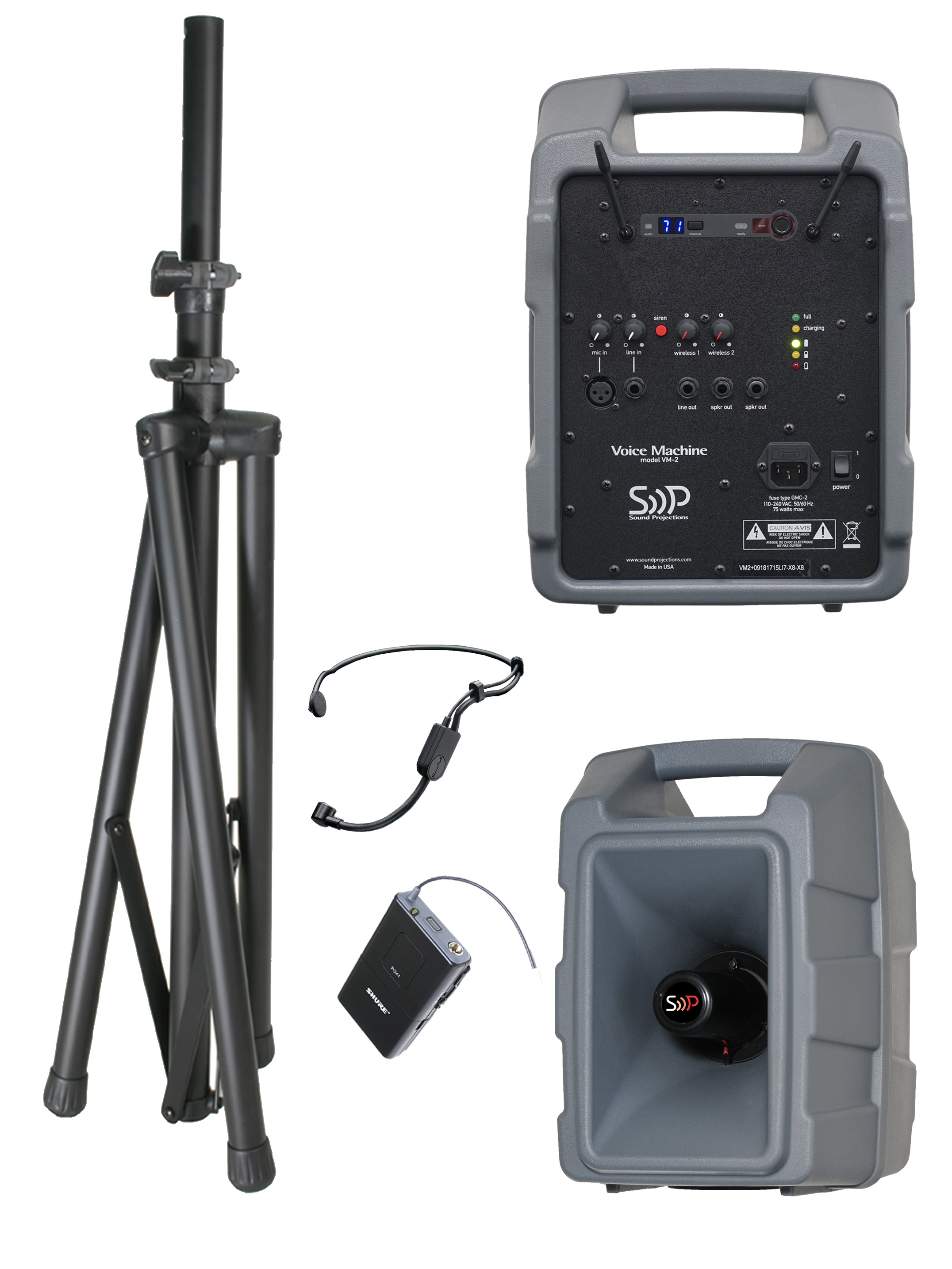 Sound Projections VM2D-HBM &mdash; Voice Machine VM-2+ + Shure 60-Ch Digital Headset Wireless