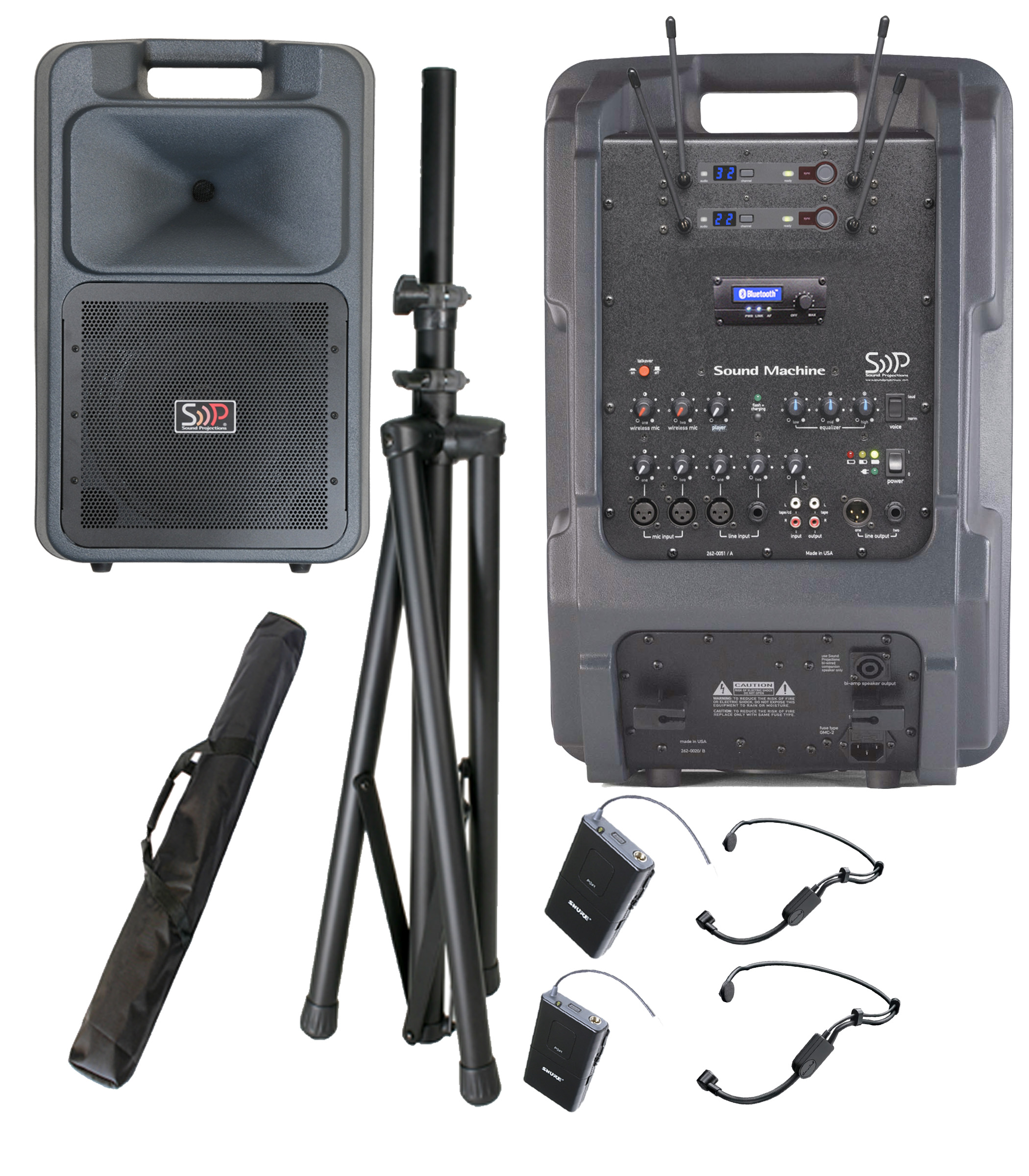 Sound Projections SM5D-HBM-HBMBT &mdash; SM-5 + Dual Shure 60-Ch Digital Headset Wireless + Bluetooth/MP3