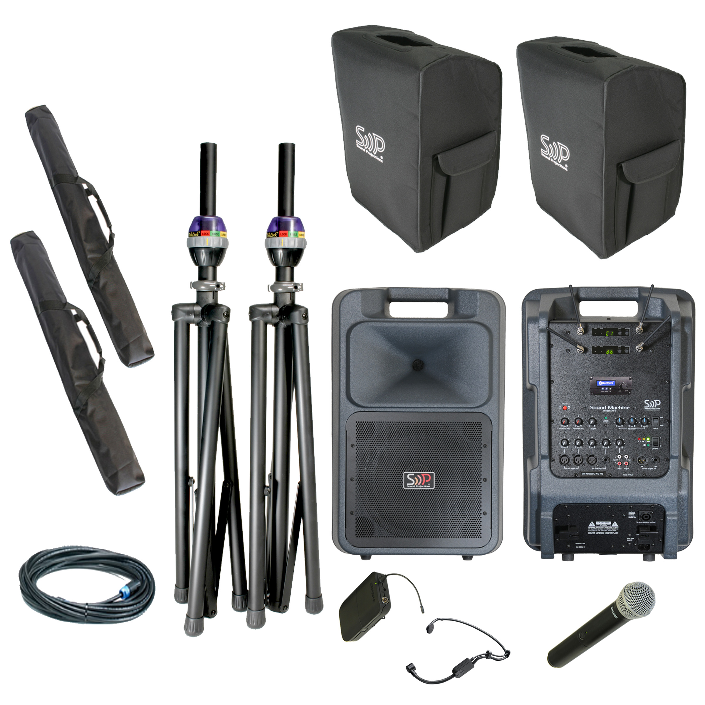 Sound Projections SM5-HBM-HHBTDLX &mdash; SM-5 Deluxe: Headset + Handheld UHF Wireless + Bluetooth + Companion Speaker