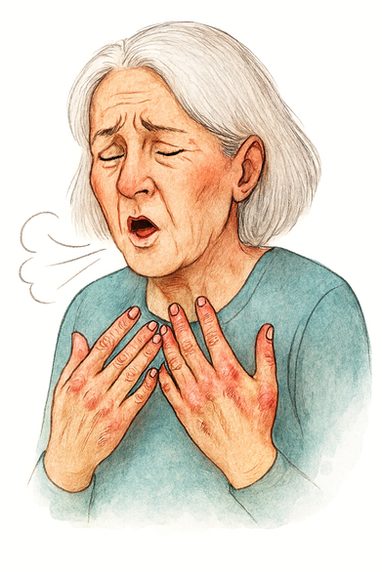 Falta de ar, mãos de mecânico