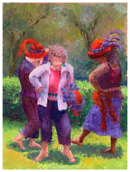 Red Hats -So Done With Pinchy Shoes 12 X 16 Oil.jpeg
