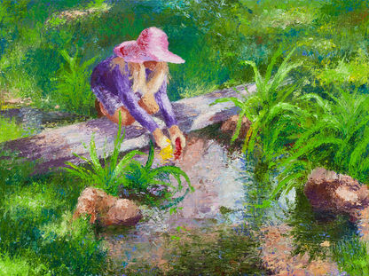 Jordan -Lego Boat Race  12 X 16 Oil.jpeg