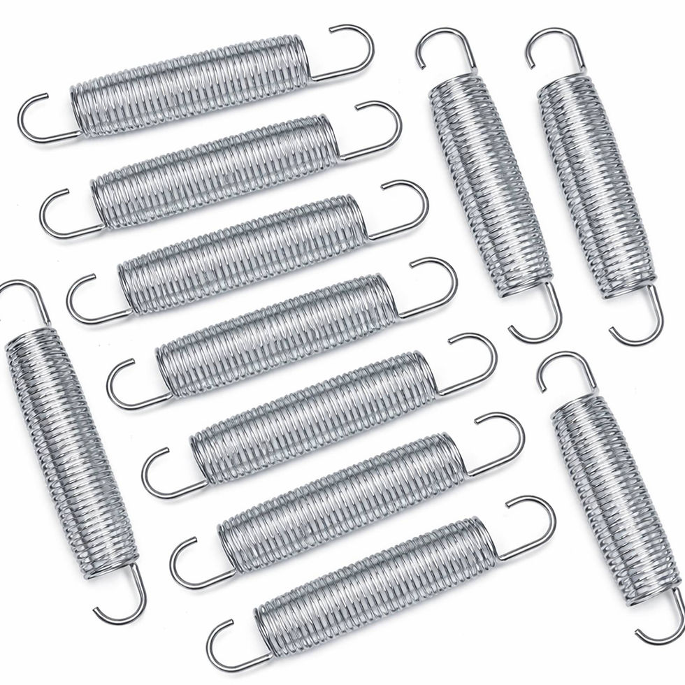 Galvanized trampoline springs for strong bounce and outdoor corrosion resistance.