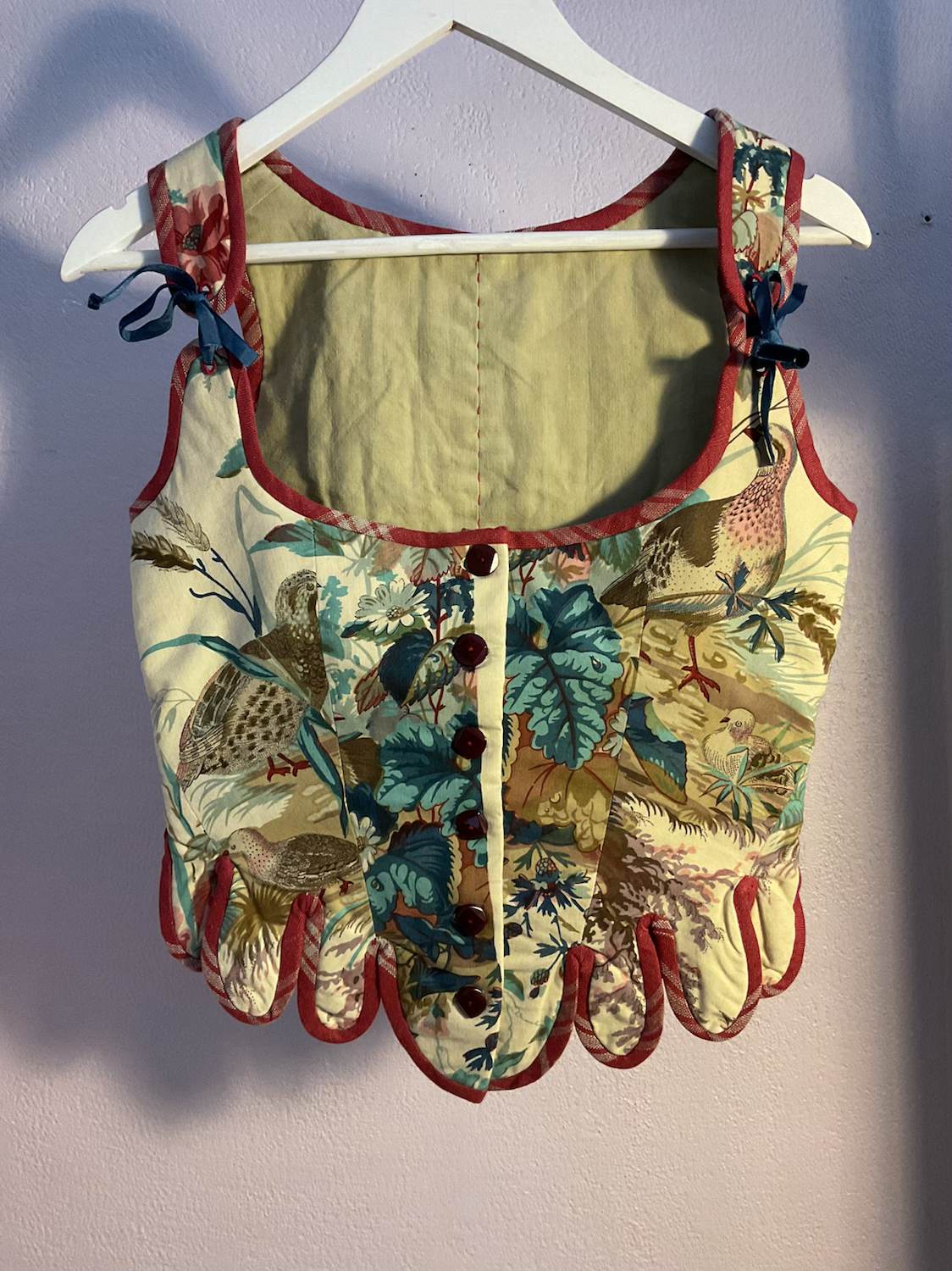 Corset style 18ème motif oiseaux