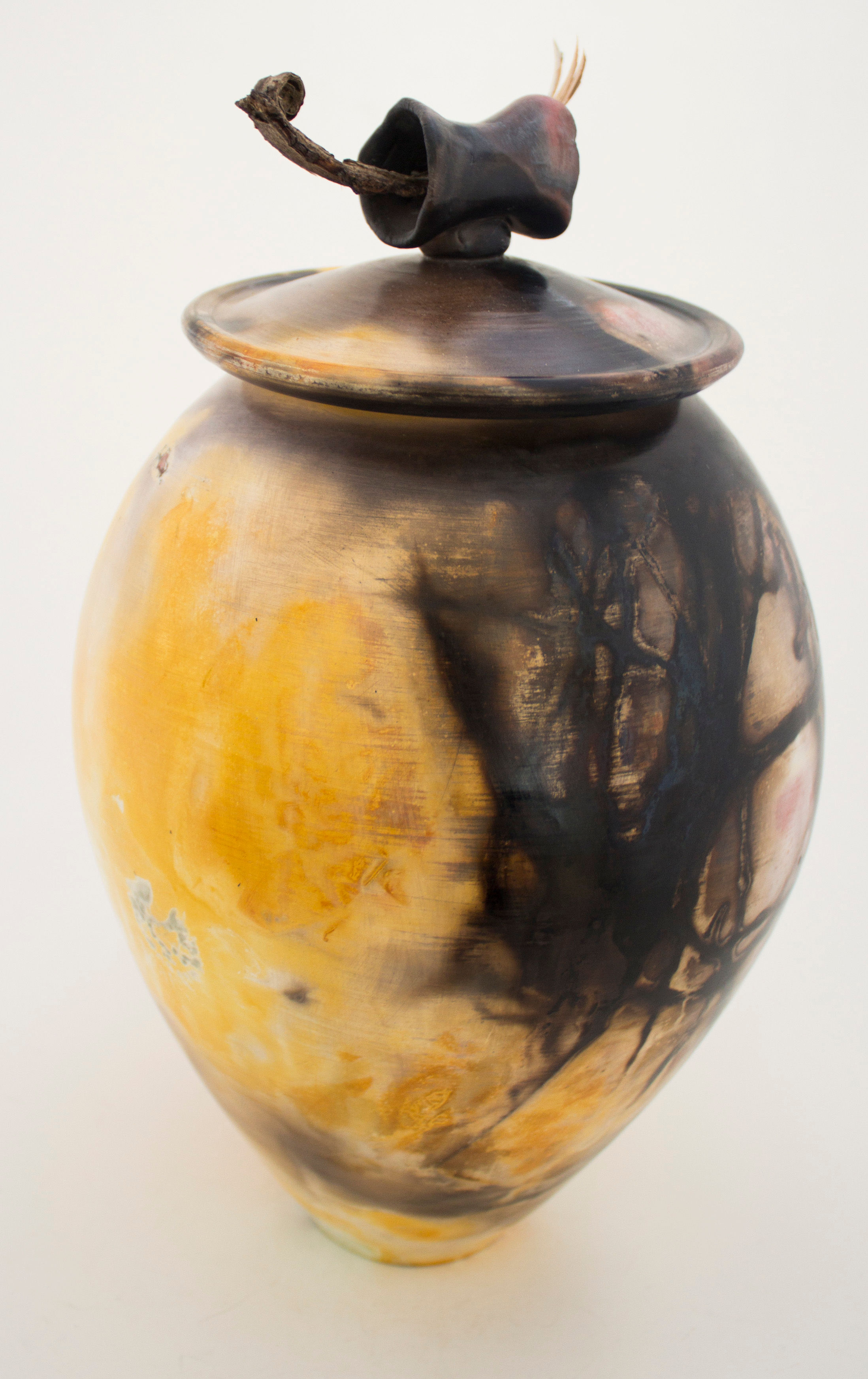 Large Vase with Wooden Handle