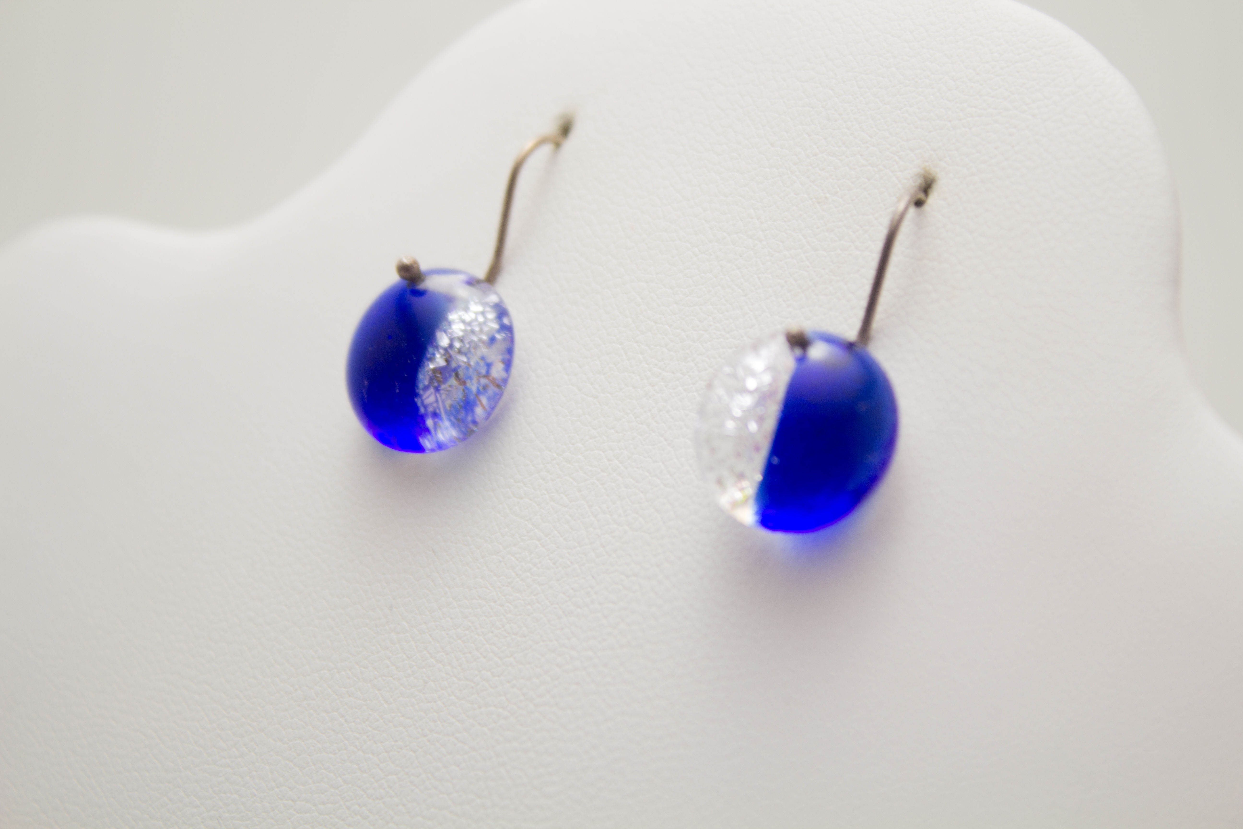 Blue Glitter Glass Earrings