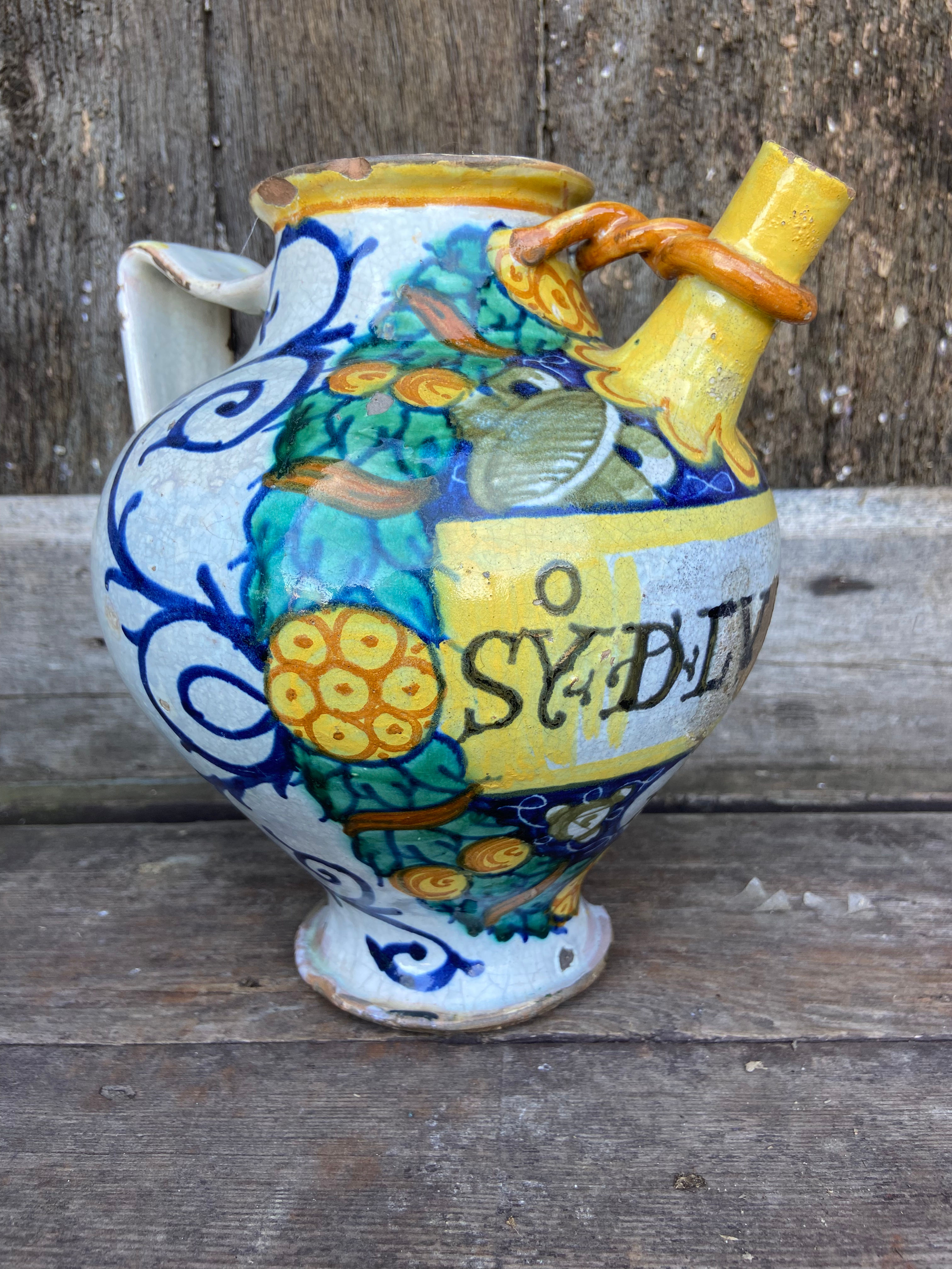 Italian maiolica albarello deruta circa 1580-1620 drug jar syrup jar apothecary