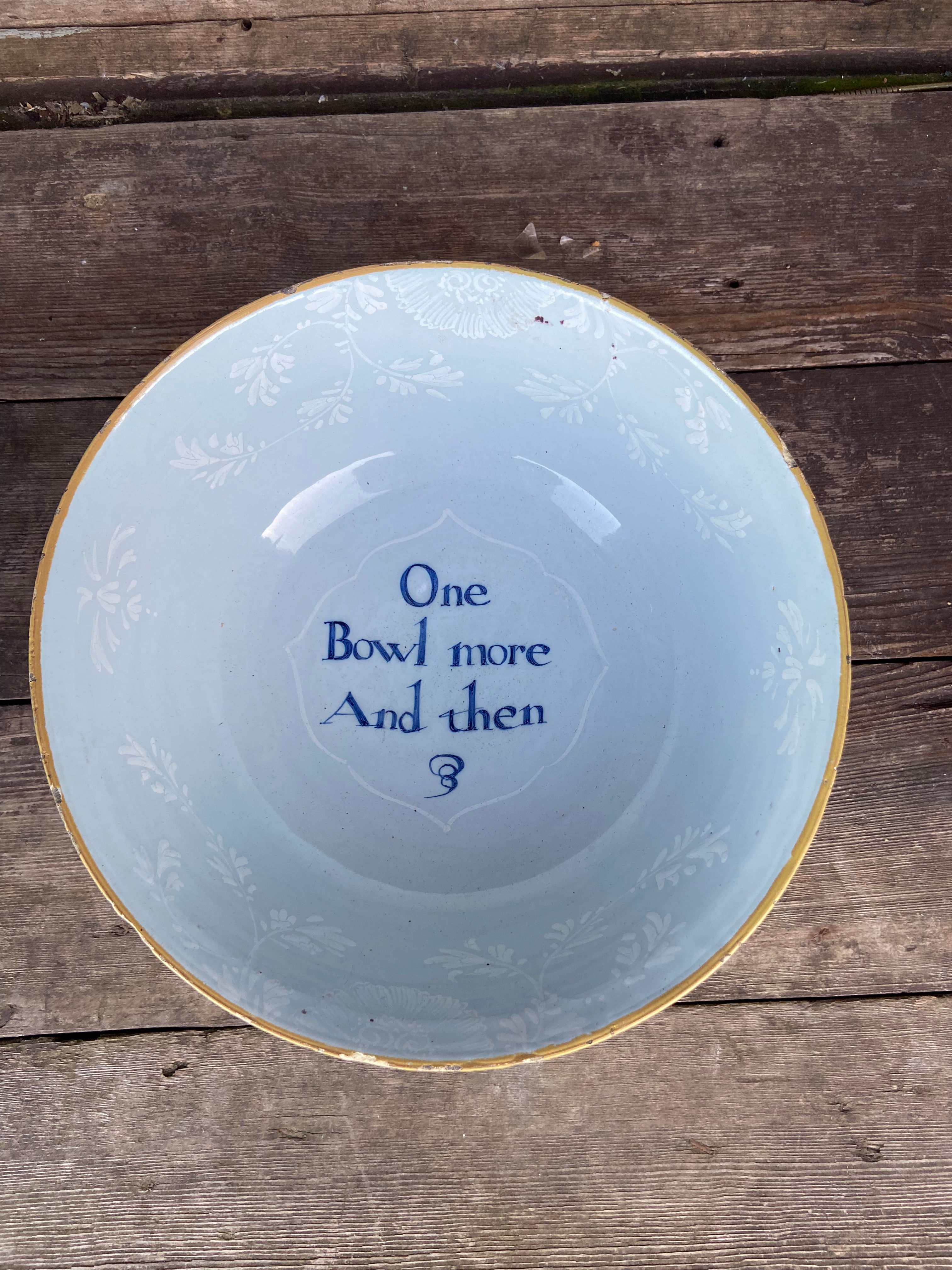 English delft polychrome verse punchbowl London 1750 tinglazed faience delftware