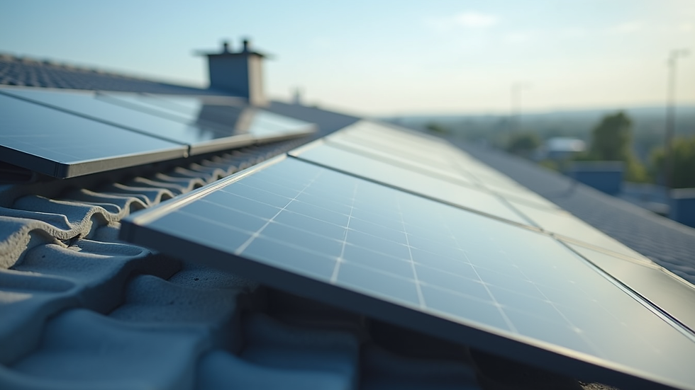 Close-up view of solar panels installed on a rooftop
