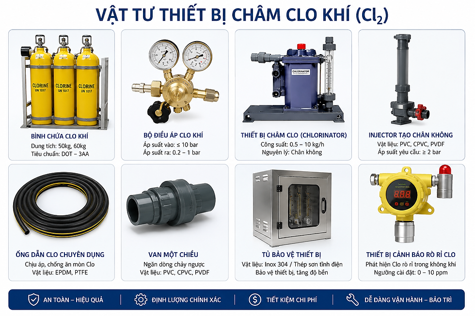 Báo giá vật tư thiết bị châm clo