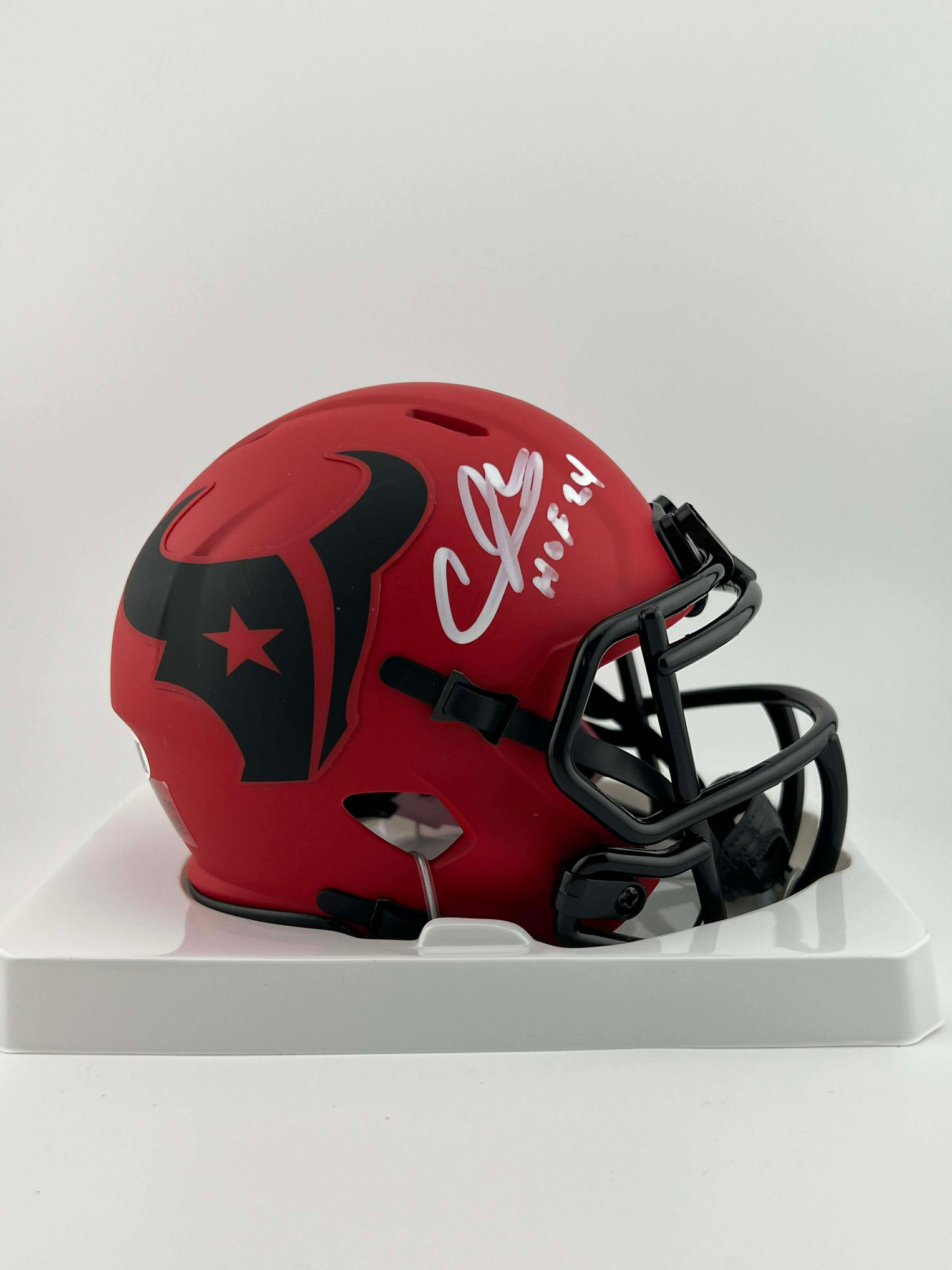 ANDRE JOHNSON SIGNED HOUSTON TEXANS RAVE SPEED MINI HELMET JSA W/ HOF 24