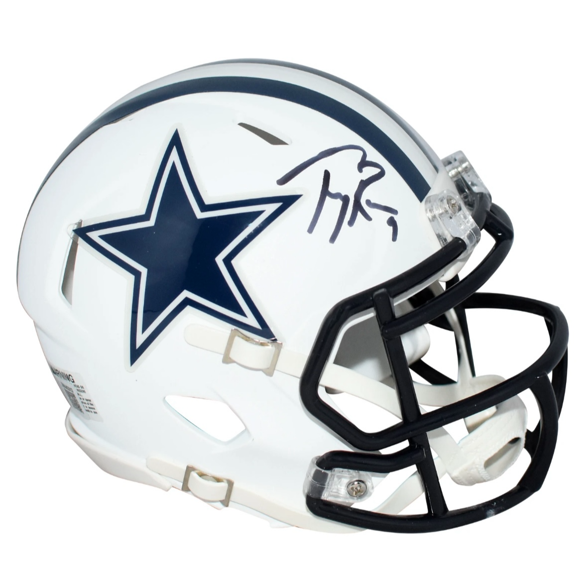 TONY ROMO AUTOGRAPHED DALLAS COWBOYS FLAT WHITE SPEED MINI HELMET BECKETT