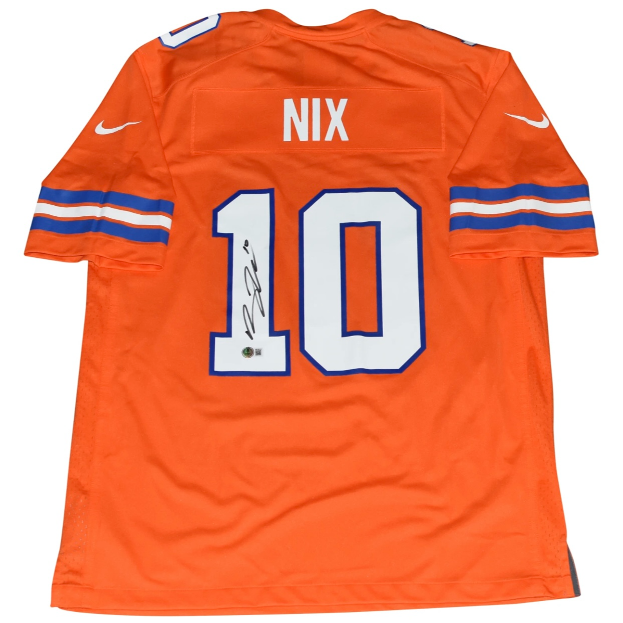 BO NIX AUTOGRAPHED DENVER BRONCOS #10 THROWBACK ORANGE NIKE JERSEY BECKETT