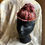 Thumbnail: tiny peach and brown hat handmade with upcycled scrap fabric