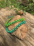 braided leather green & aqua glass bead bracelets