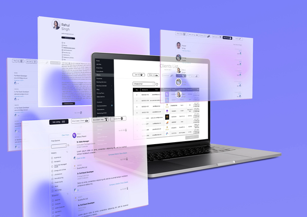 DMC job marketplace web app interface showing candidate profiles and recruitment dashboard designed by Lioonnize