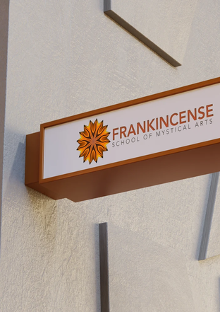 Frankincense exterior signage mockup featuring premium logo branding