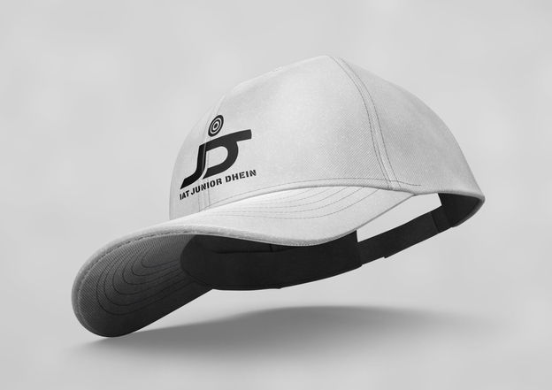 JD monogram logo embroidered on a white baseball cap