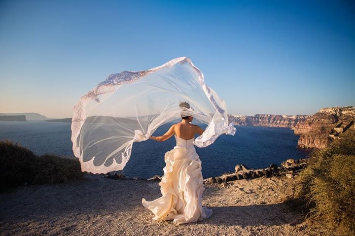 casamento em Santorini foto de noiva