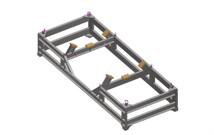 This is a 3D model of a buoy frame for the marine industry. Designed to ensure the Buoy once strapped in, will remain safe and secure when travelling at speeds of up to 110km/ph