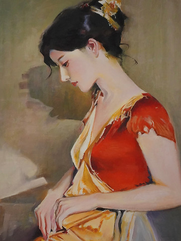 Before Performent, Oil on canvas, 24'x18'.