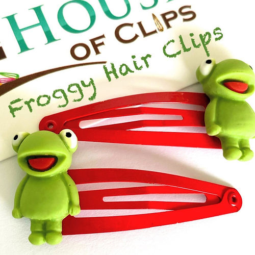 Froggy Hair Clips x2