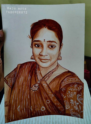 Blood art of woman in saree – realistic traditional portrait
