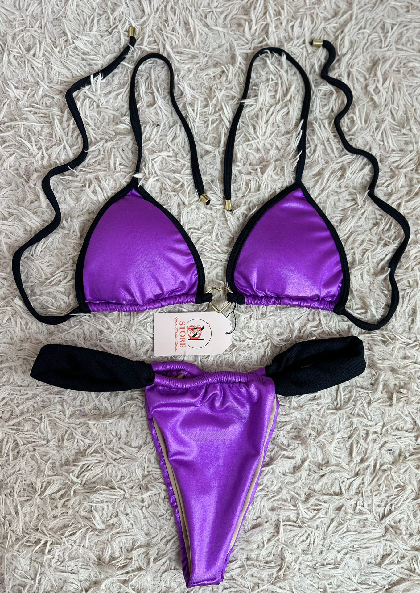 LINHA DESIRE PURPLE - Cortininha Ajustável, Fio Dental, Praia e Piscina.