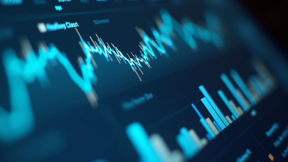 Close-up view of a digital dashboard showing AI-driven sales and revenue metrics