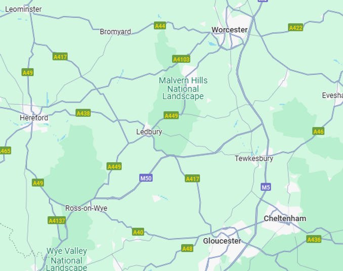 Map of areas covered
