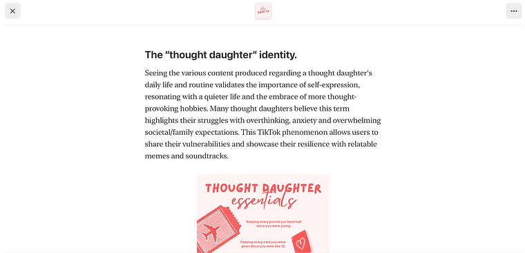 Screenshot of article titled "Are you a "Thought daughter"