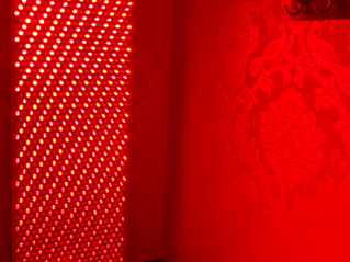 A red light panel lighting up a room