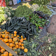 Beautiful seasonal vegetables at local Moroccan souk