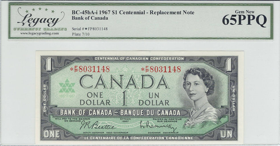 Miniature : 1967 $1 BC45bA BEATTIE/RASMINSKY *LO7000476 &  *FP8007640