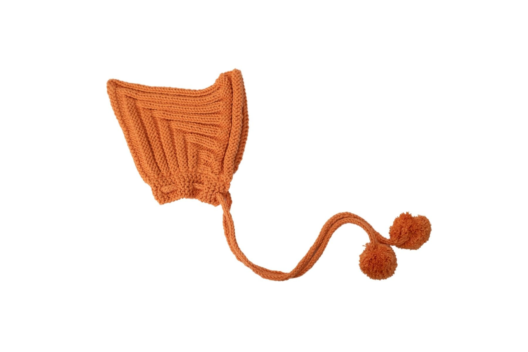 Two Tone Hand Knitted Ribbed Pixi Bonnet