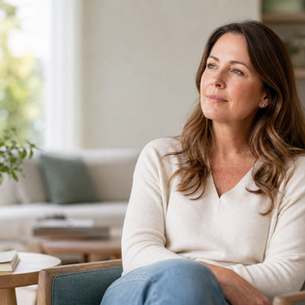 Woman in her 40s reflecting on possible perimenopause symptoms