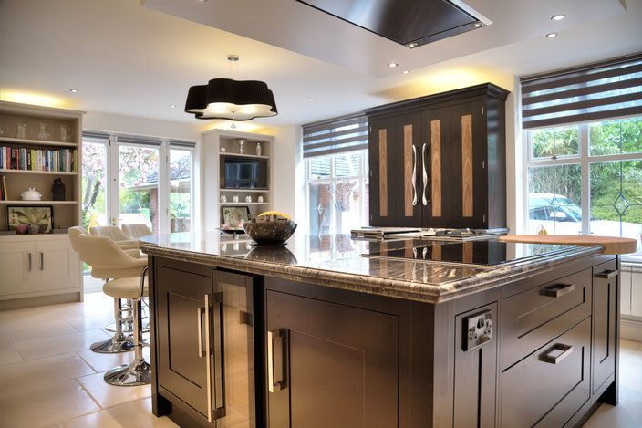 Hand painted island using a pewter black paint finish
